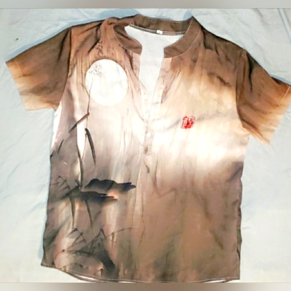 Women's vintage Japanese art painted print shirt - Picture 1 of 3